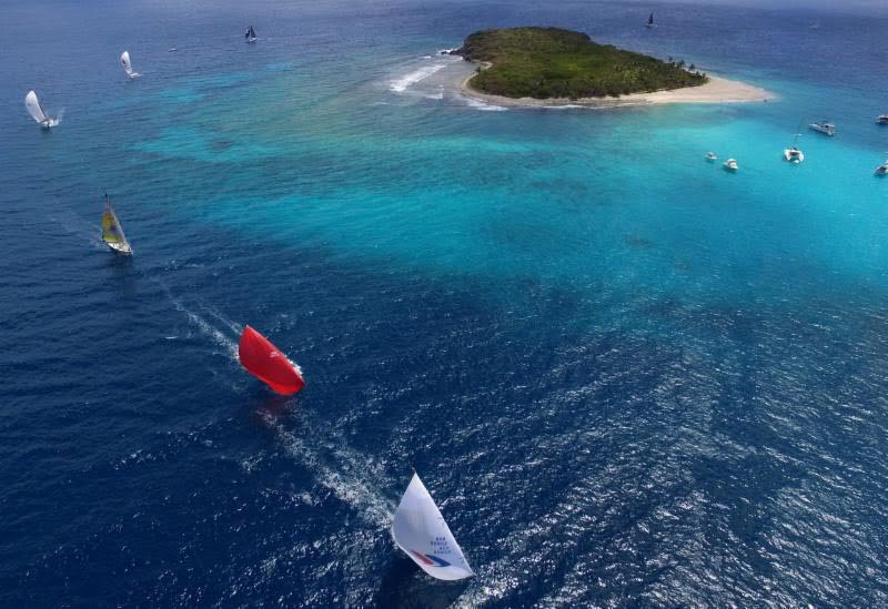 Racing on the second day of the BVI Spring Regatta in perfect conditions as CSA Racing 2 round Sandy Cay © Todd VanSickle/BVI Spring Regatta