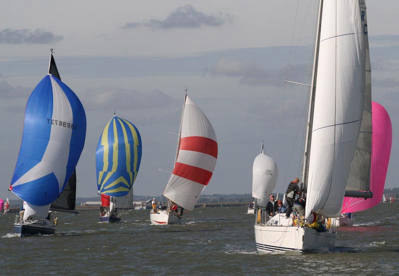 Paul Trueman’s Exile leads IRC down river on the start of their challenging five-hour Town Cup race – photo Sue Pelling