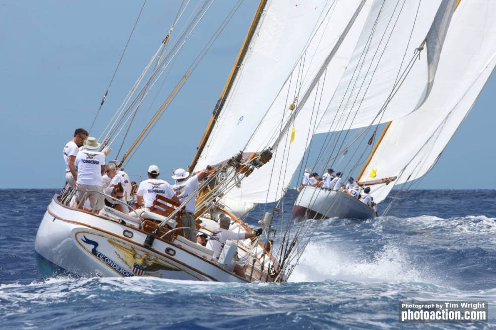 1936 Herreshoff Ticonderoga of Greenwich racing 1930 Alfred Milne'sThe Blue Peter